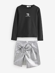 Baker by Ted Baker Silver T-Shirt and Bow Skirt Set - Image 7 of 7