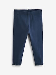 Navy Blue Lace Trim Leggings (3mths-7yrs) - Image 1 of 3