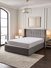 Opulent Velvet Light Grey Amelia Upholstered Ottoman Storage Bed Frame - Image 2 of 8