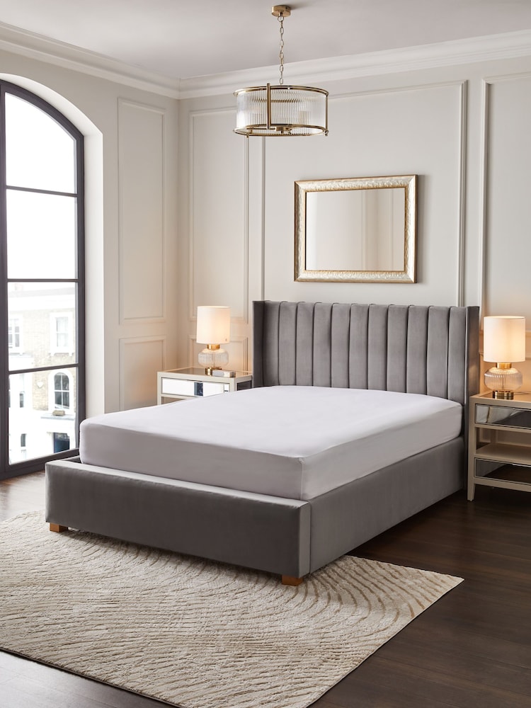 Opulent Velvet Light Grey Amelia Upholstered Ottoman Storage Bed Frame - Image 2 of 8