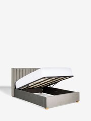 Opulent Velvet Light Grey Amelia Upholstered Ottoman Storage Bed Frame - Image 8 of 8