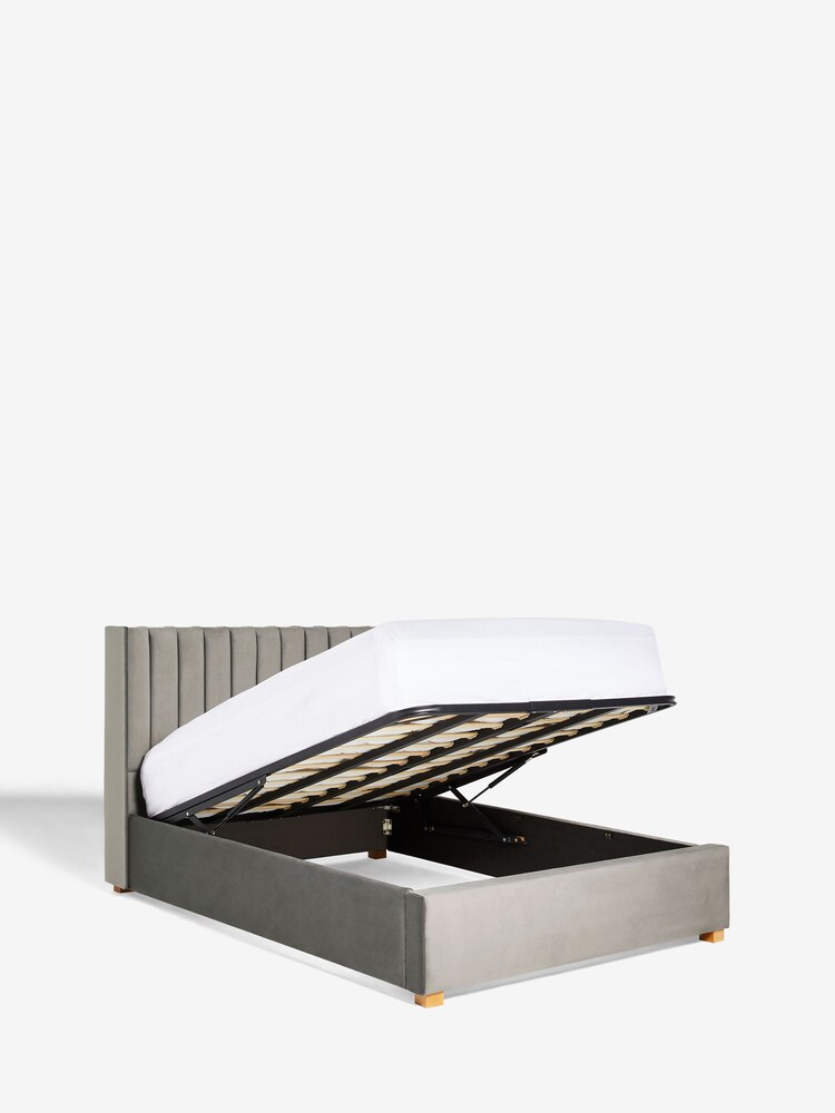 Opulent Velvet Light Grey Amelia Upholstered Ottoman Storage Bed Frame - Image 8 of 8