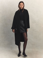 Reiss Black Edie Leather High Rise Mini Skirt - Image 1 of 8