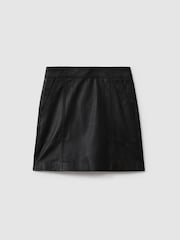 Reiss Black Edie Leather High Rise Mini Skirt - Image 2 of 8