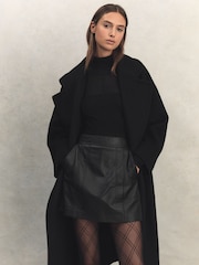 Reiss Black Edie Leather High Rise Mini Skirt - Image 4 of 8