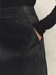 Reiss Black Edie Leather High Rise Mini Skirt - Image 6 of 8