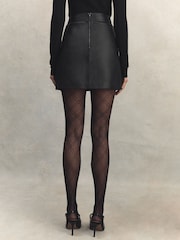Reiss Black Edie Leather High Rise Mini Skirt - Image 7 of 8