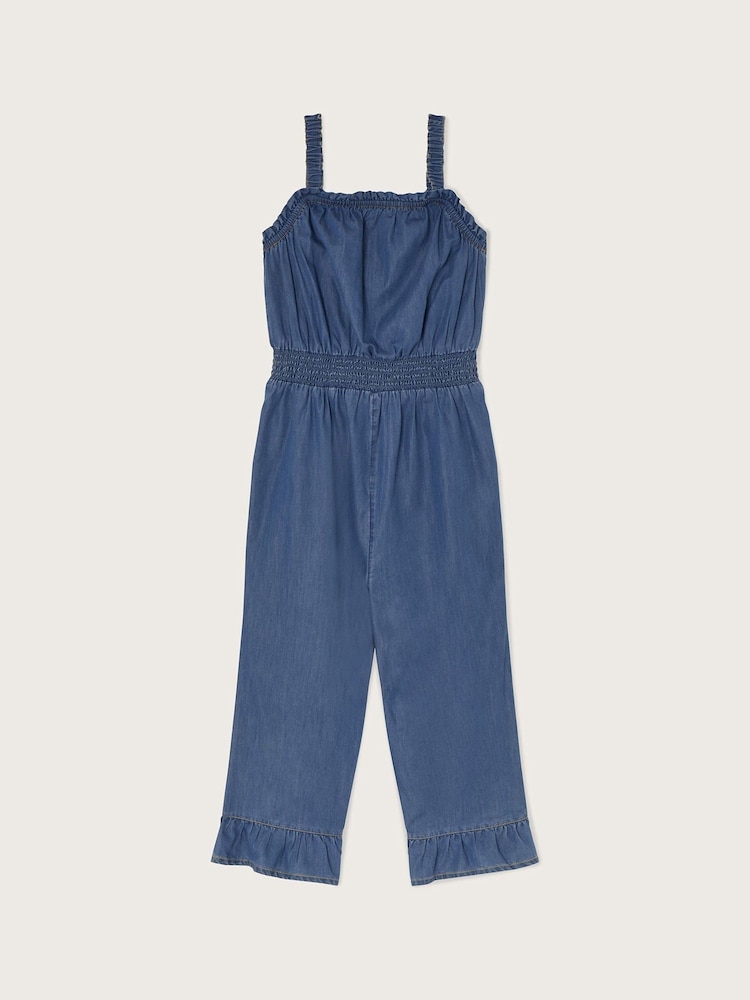 Monsoon Chambray Frill Hem Jumpsuit - Image 1 of 3 Monsoon Chambray Frill Hem Jumpsuit - Image 1 of 3