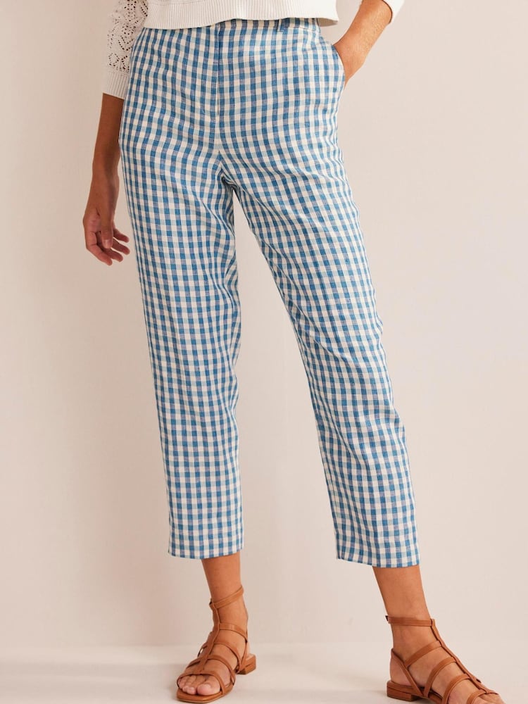 Boden Blue Tapered Linen Trousers - Image 1 of 5