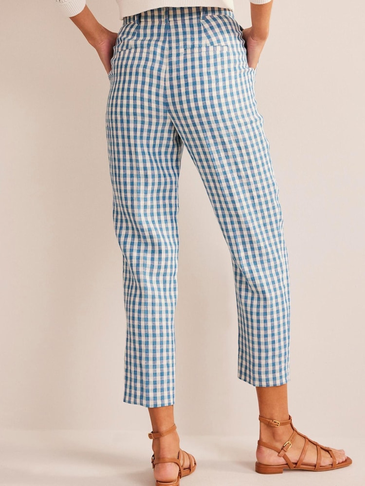 Boden Blue Tapered Linen Trousers - Image 2 of 5