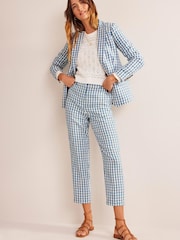 Boden Blue Tapered Linen Trousers - Image 4 of 5