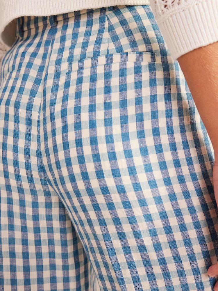 Boden Blue Tapered Linen Trousers - Image 5 of 5