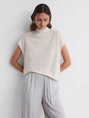 Reiss Stone Clara Wool Funnel Neck Sleeveless Jumper - Image 1 of 6