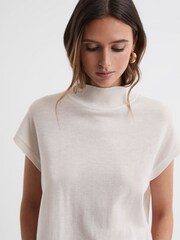 Reiss Stone Clara Wool Funnel Neck Sleeveless Jumper - Image 3 of 6