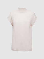 Reiss Stone Clara Wool Funnel Neck Sleeveless Jumper - Image 6 of 6