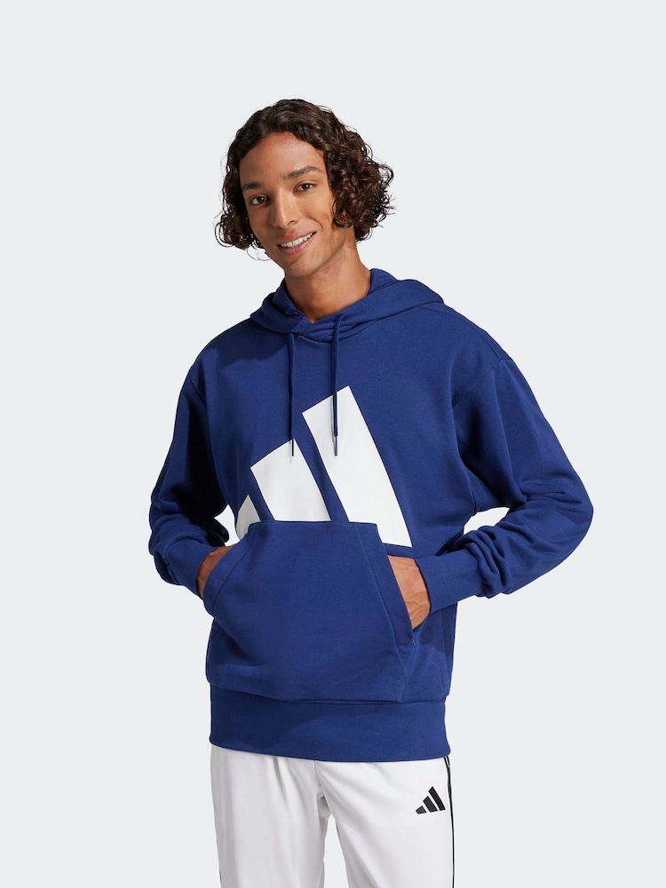 adidas Blue Essentials Big Logo French Terry Hoodie - Image 1 of 6 adidas Blue Essentials Big Logo French Terry Hoodie - Image 1 of 6