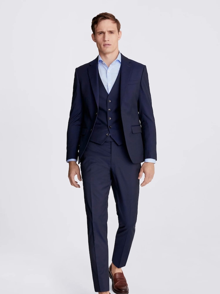 MOSS Ink Blue Slim Suit Jacket - Image 4 of 5