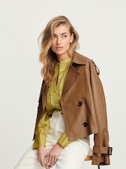 Green Ladder Pleated Long Sleeve Blouse - Image 4 of 6