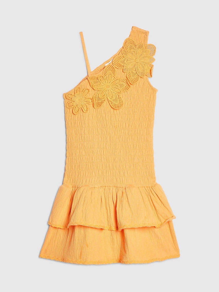River Island Yellow Asymmetric Crochet Flower Dress - Image 1 of 4 River Island Yellow Asymmetric Crochet Flower Dress - Image 1 of 4