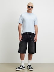 River Island Blue Slim Fit Interlock T-Shirt - Image 3 of 4