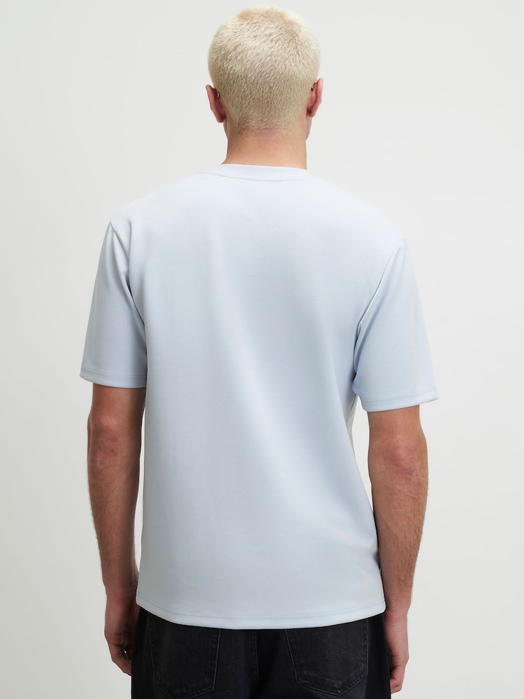 River Island Blue Slim Fit Interlock T-Shirt - Image 4 of 4 River Island Blue Slim Fit Interlock T-Shirt - Image 4 of 4