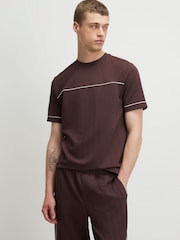 River Island Brown Slim Fit Herringbone T-Shirt - Image 1 of 4