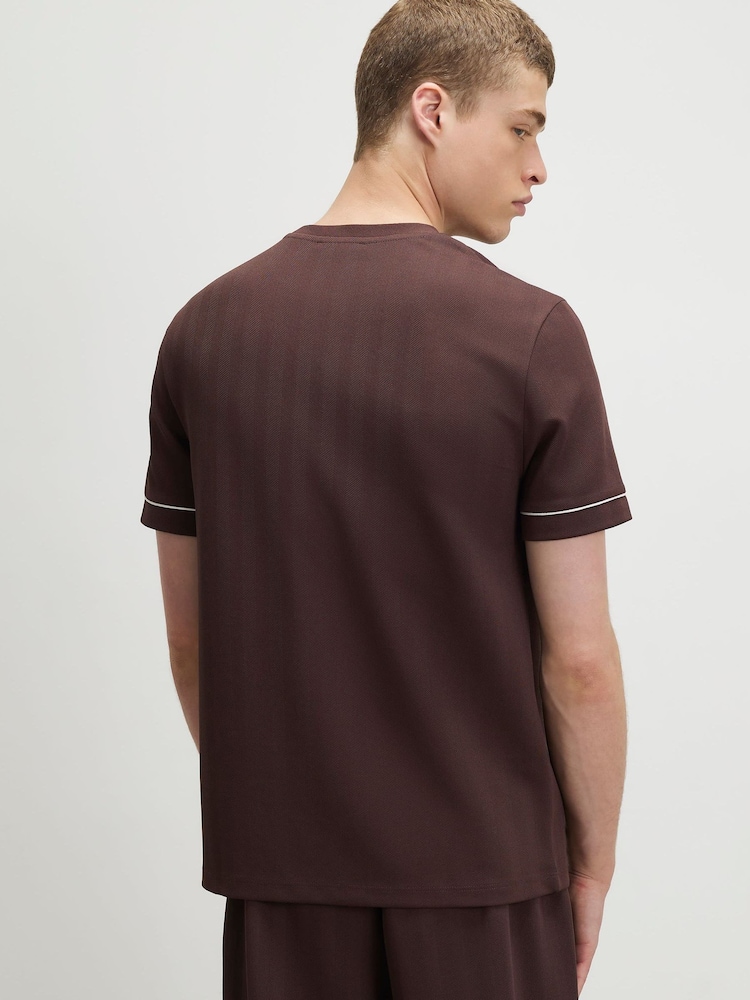 River Island Brown Slim Fit Herringbone T-Shirt - Image 2 of 4