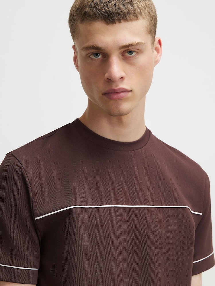 River Island Brown Slim Fit Herringbone T-Shirt - Image 4 of 4