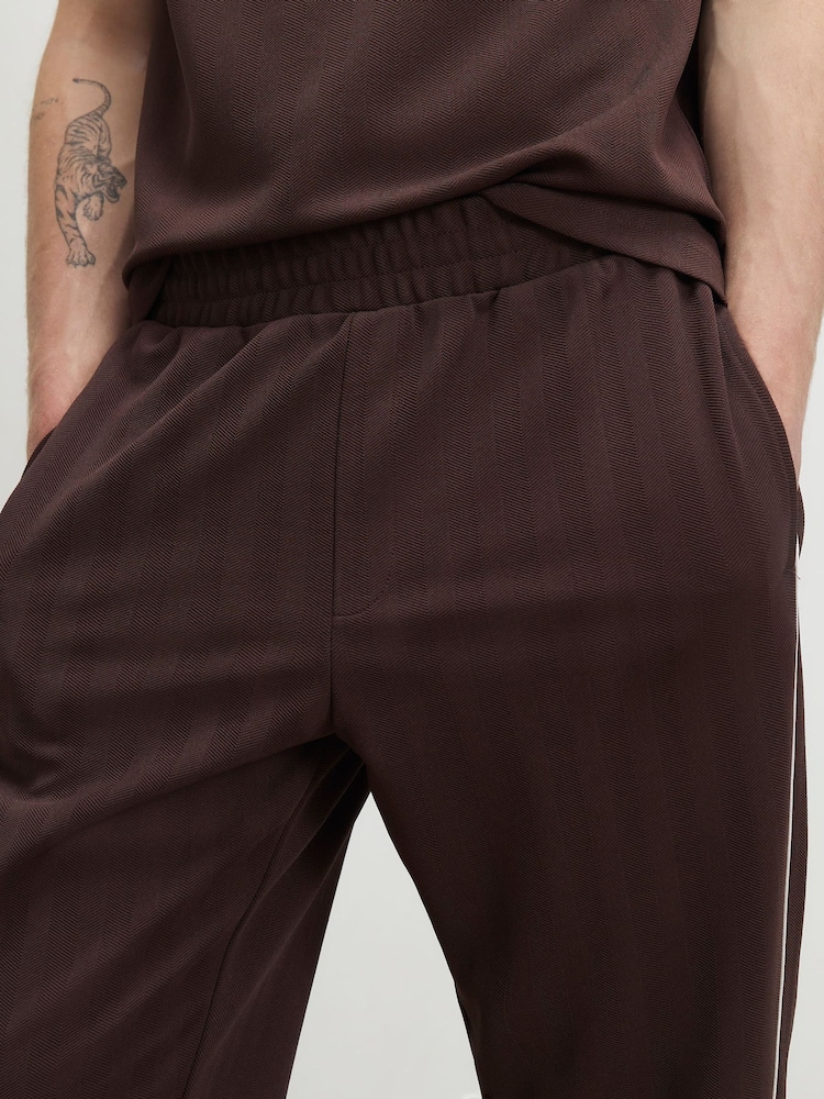 River Island Brown Slim Fit Herringbone Joggers - Image 4 of 4