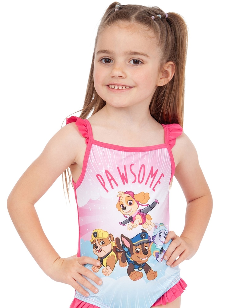 Character Pink Paw Patrol Ruffle Pink Swimsuit - Image 3 of 6