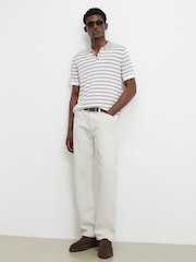 River Island Natural Slim Fit Knitted Stripe Polo Shirt - Image 3 of 4