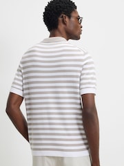 River Island Natural Slim Fit Knitted Stripe Polo Shirt - Image 4 of 4