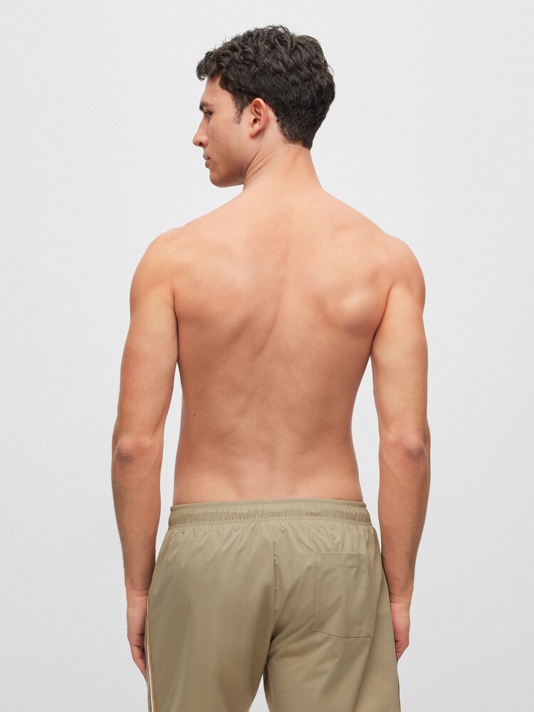 BOSS Green Recycled Material Swim Shorts with Logo and Signature Stripe - Image 2 of 4 BOSS Green Recycled Material Swim Shorts with Logo and Signature Stripe - Image 2 of 4