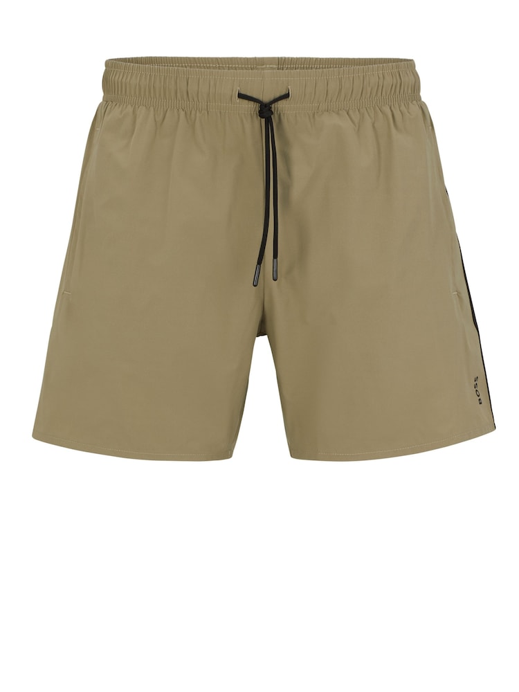 BOSS Green Recycled Material Swim Shorts with Logo and Signature Stripe - Image 4 of 4
