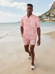 Light Pink Artisan Regular Fit Printed Swim Shorts - Image 2 of 13