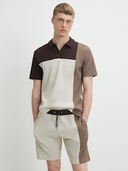 River Island Brown Slim Fit Open Collar Polo Shirt - Image 1 of 4