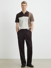 River Island Brown Slim Fit Open Collar Polo Shirt - Image 2 of 4