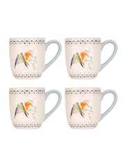 Cath Kidston Set of 4 Blue Budgie Breakfast Mugs - Image 1 of 3