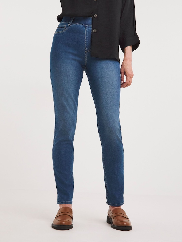 JD Williams Mid Blue Slim Leg Jeggings - Image 1 of 4