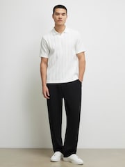 River Island White Slim Fit Open Neck Polo Shirt - Image 3 of 4