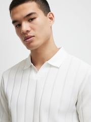 River Island White Slim Fit Open Neck Polo Shirt - Image 4 of 4