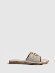 River Island Gold Heart Cutout Mule Sandals - Image 1 of 5