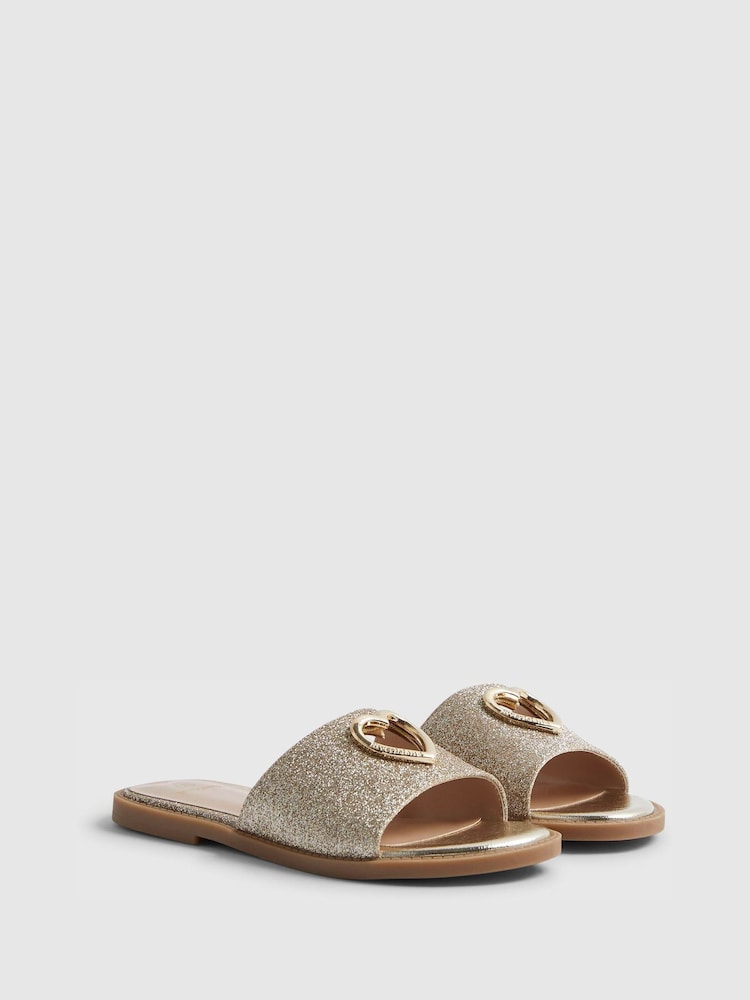 River Island Gold Heart Cutout Mule Sandals - Image 2 of 5 River Island Gold Heart Cutout Mule Sandals - Image 2 of 5