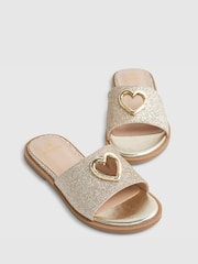 River Island Gold Heart Cutout Mule Sandals - Image 4 of 5