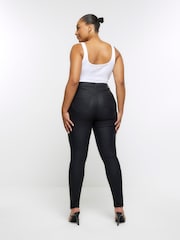 River Island Black Plus High Rise Bum Sculpt Coated Skinny Jeans - Image 2 of 5