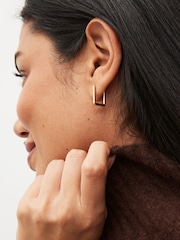 Gold Vermeil Sterling Silver Premium Collection Square Hoop Earrings - Image 2 of 4