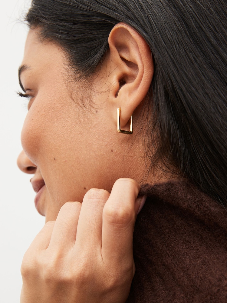 Gold Vermeil Sterling Silver Premium Collection Square Hoop Earrings - Image 2 of 4