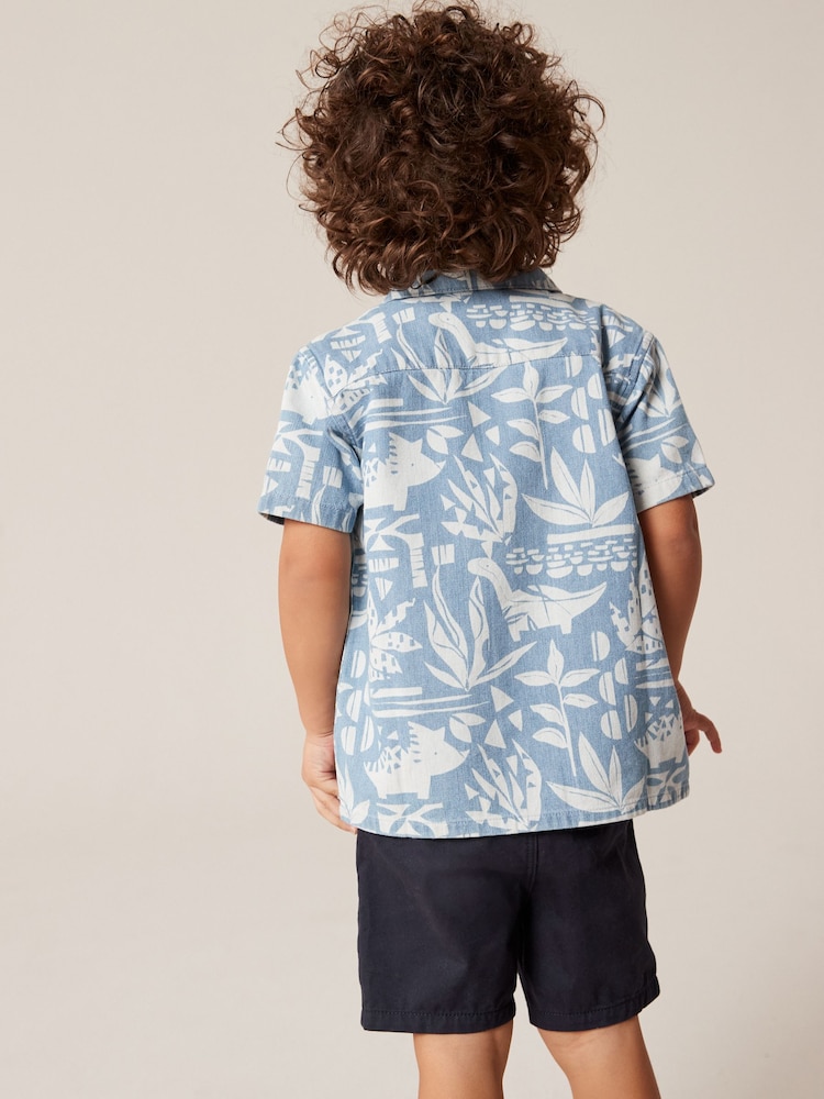 Blue Dino Short Sleeve Printed Shirt (3mths-7yrs) - Image 2 of 6