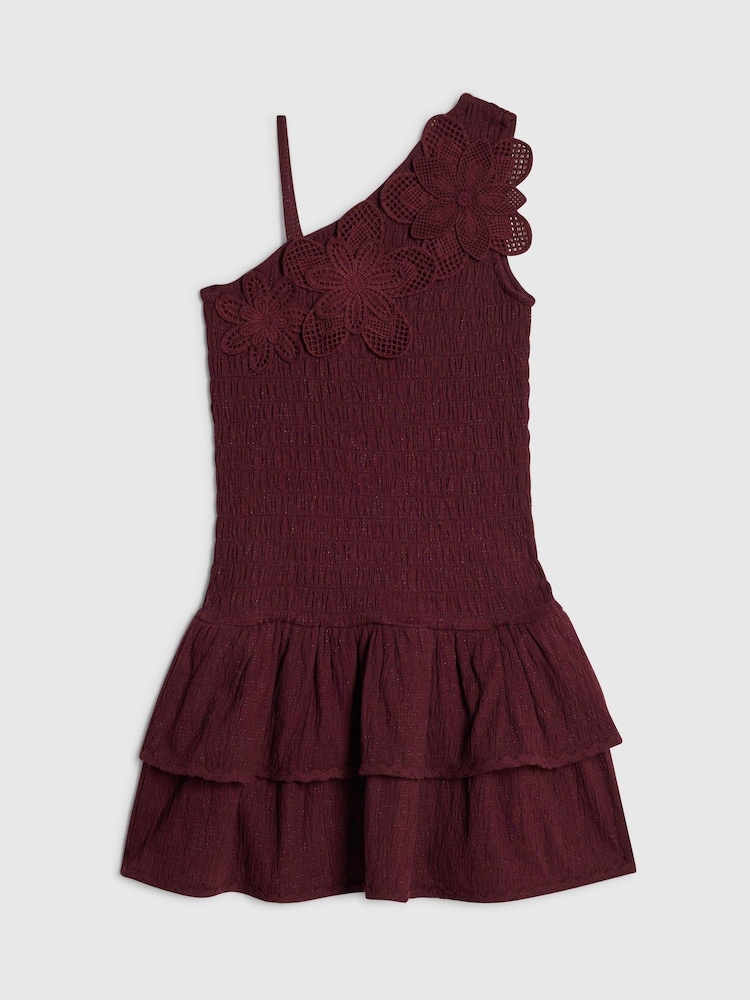 River Island Brown Asymetric Crochet Flower Dress - Image 1 of 4 River Island Brown Asymetric Crochet Flower Dress - Image 1 of 4