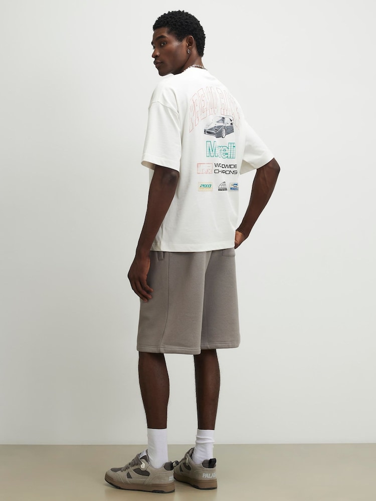 River Island White Oversized Racing Badge T-Shirt - Image 2 of 4 River Island White Oversized Racing Badge T-Shirt - Image 2 of 4
